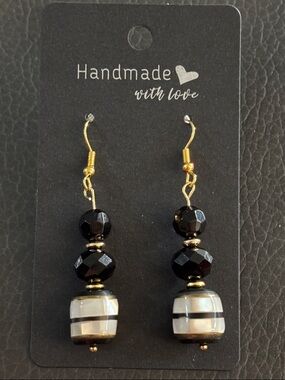Handmade Gold-Tone Mother of Pearl inlay Earrings